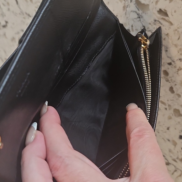 Prada Black Saffiano Leather Wallet with Gold Logo - Like New - Picture 11 of 17